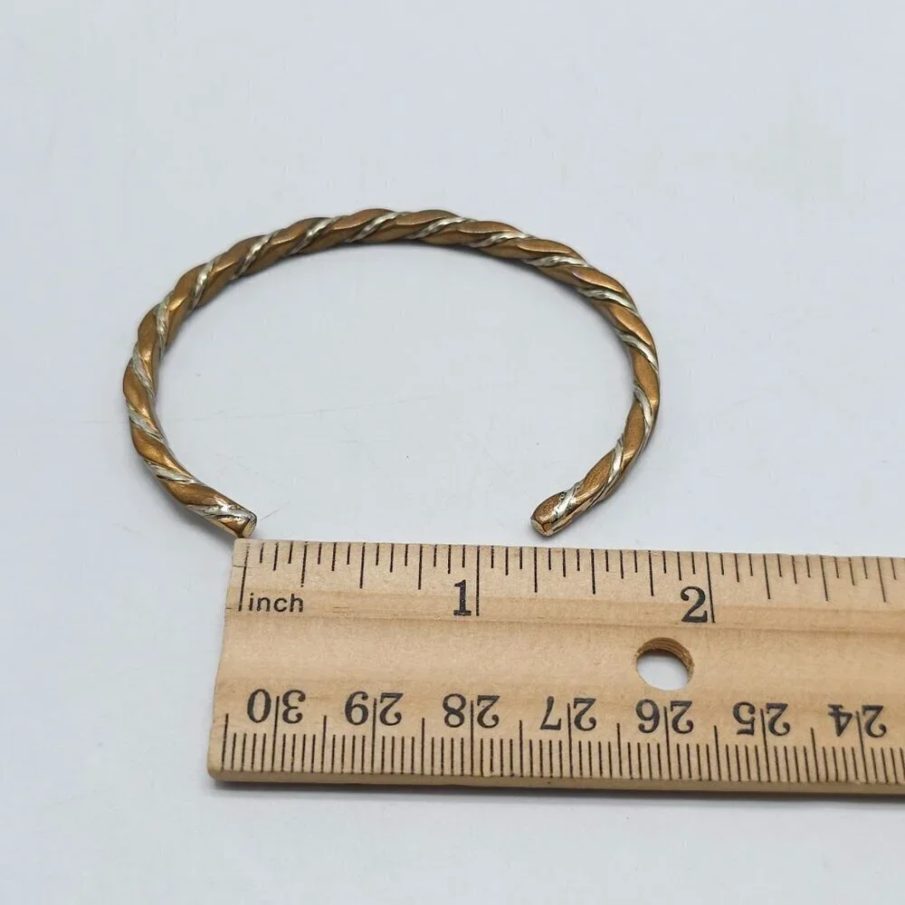 Twisted Copper Silver Open Cuff Bracelet By Sergio Lub
